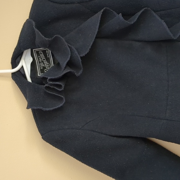 3T Rothschild Coat Ruffle Snap Front Solid Color Girl's Coat Black - Picture 4 of 14